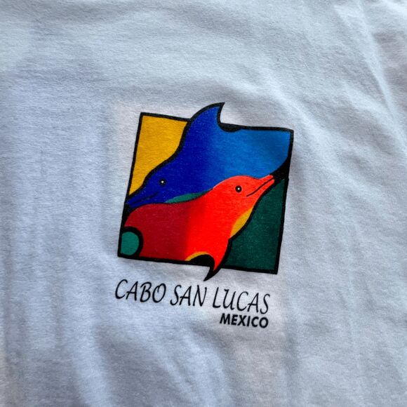Vintage Cabo San Lucas Dolphin Graphic Tee Mexico Tourist Shirt Y2K Size L - Picture 10 of 11